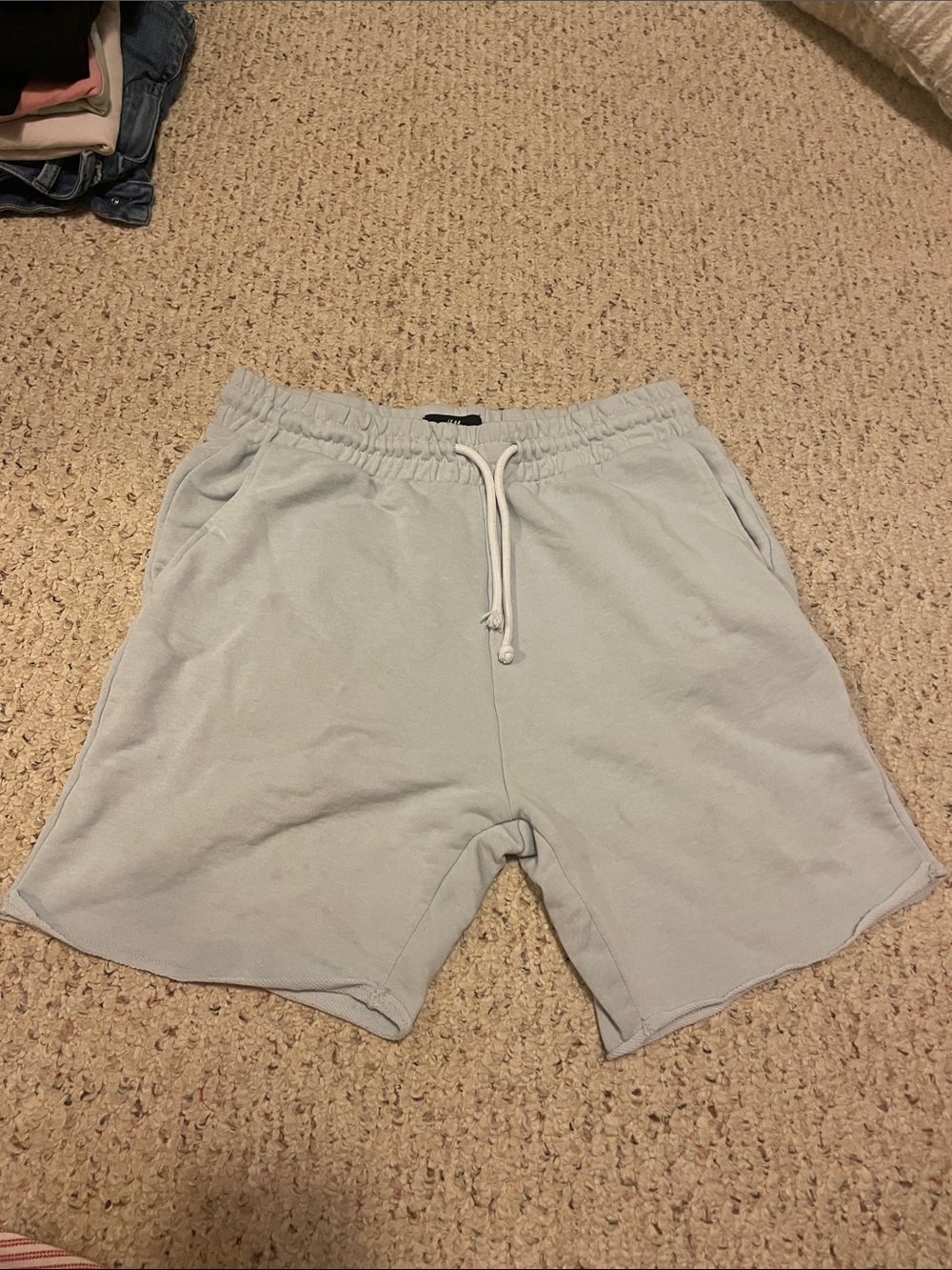 H&M Pale Gray Elastic Drawstring Athletic Shorts